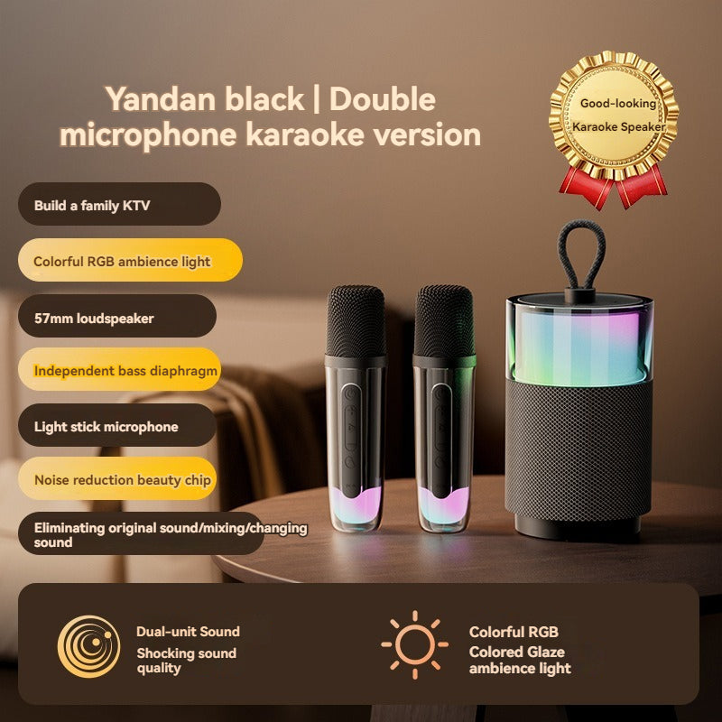 Wireless Bluetooth Speaker with Subwoofer, LED Lights, Mic & Karaoke – Long Battery Life, High-Quality Sound