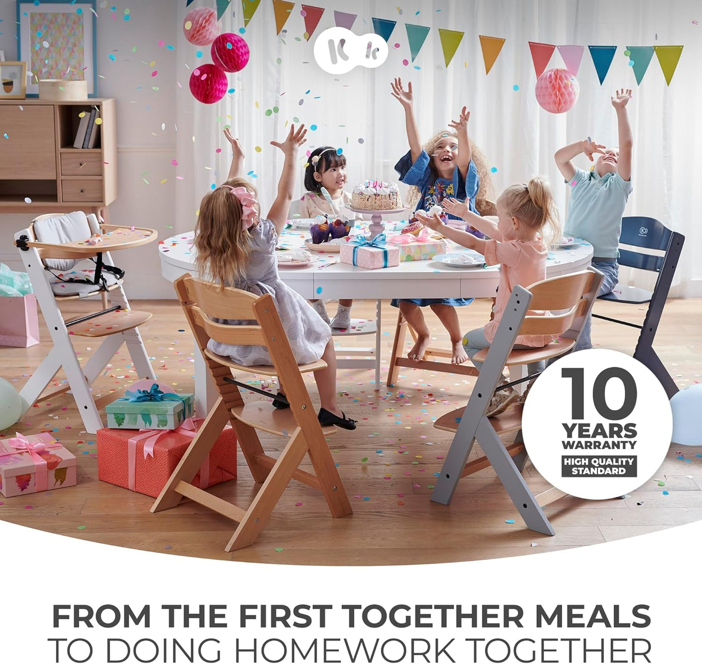 Baby360 GRO 3-in-1 Wooden Highchair – Adjustable Baby to Big Kid Chair (6 Months to 10 Years)