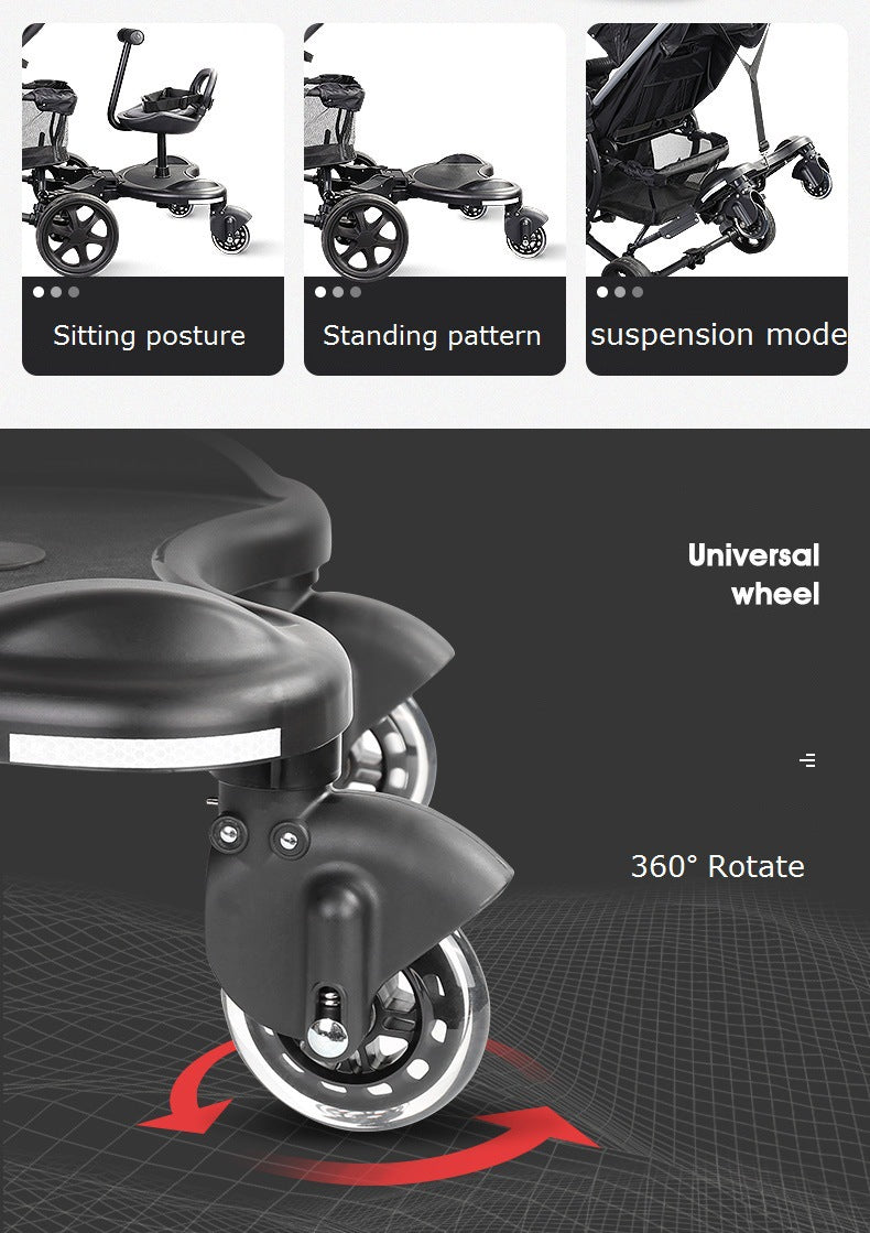 Baby360 ROVER+ 2-in-1 Stroller Board with Detachable Seat – Universal Ride-On Buggy Board for Toddlers (Up to 25kg)