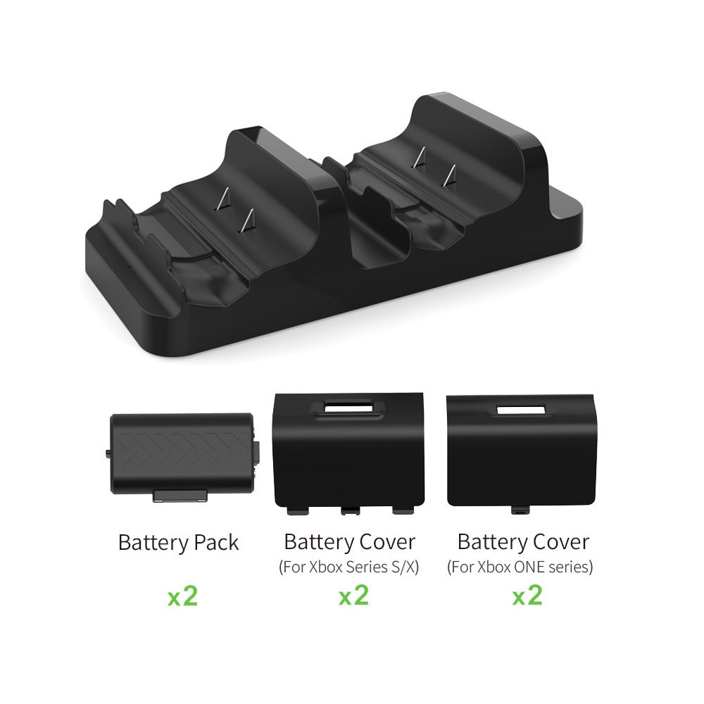 "Xbox Series X/S & One Controller Dual Charging Station | Fast Wireless Charger Dock for Xbox One/X/S Controllers | Includes 2 Rechargeable Batteries | 5.7×1.6×5.3in Slim Design | USB Powered (Black)"