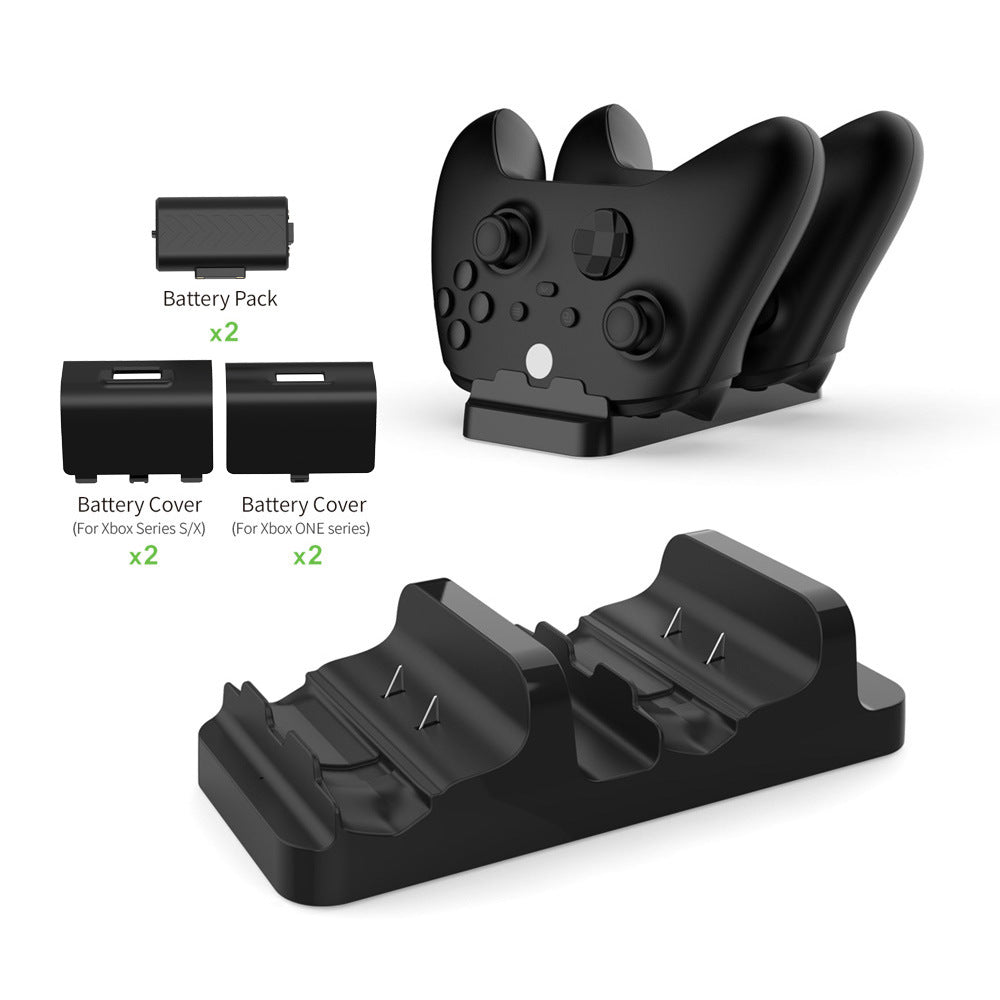 "Xbox Series X/S & One Controller Dual Charging Station | Fast Wireless Charger Dock for Xbox One/X/S Controllers | Includes 2 Rechargeable Batteries | 5.7×1.6×5.3in Slim Design | USB Powered (Black)"