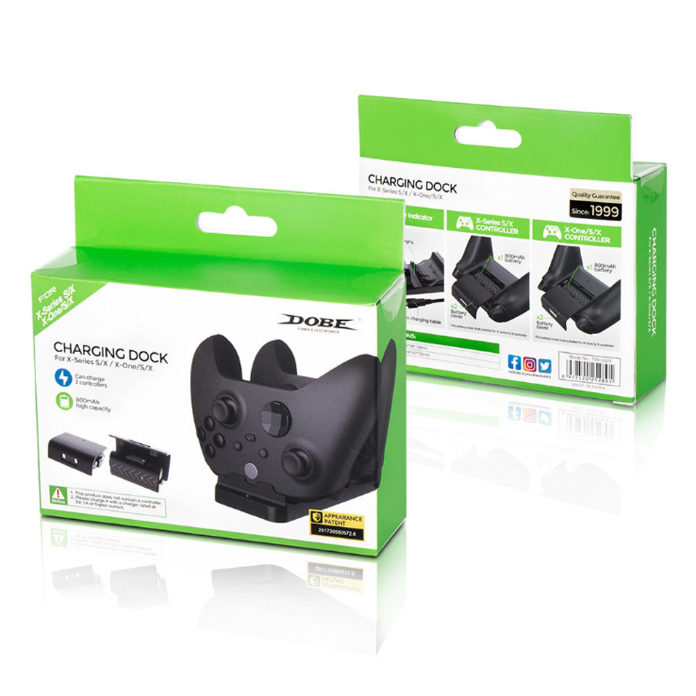 "Xbox Series X/S & One Controller Dual Charging Station | Fast Wireless Charger Dock for Xbox One/X/S Controllers | Includes 2 Rechargeable Batteries | 5.7×1.6×5.3in Slim Design | USB Powered (Black)"