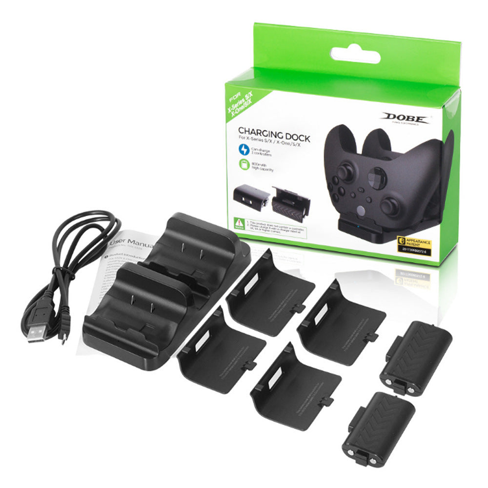 "Xbox Series X/S & One Controller Dual Charging Station | Fast Wireless Charger Dock for Xbox One/X/S Controllers | Includes 2 Rechargeable Batteries | 5.7×1.6×5.3in Slim Design | USB Powered (Black)"