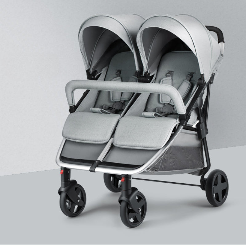 DUO-LUX Double Stroller by Baby360 – Compact Twin Pram with Reclining Seats & Sun Canopy