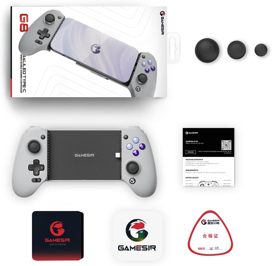 GameSir G8 Galileo Type-C Mobile Gaming Controller for Android & iPhone 15 Series (USB-C), Plug and Play Gamepad with Hall Effect Joysticks/Hall Trigger, 3.5mm Audio Jack