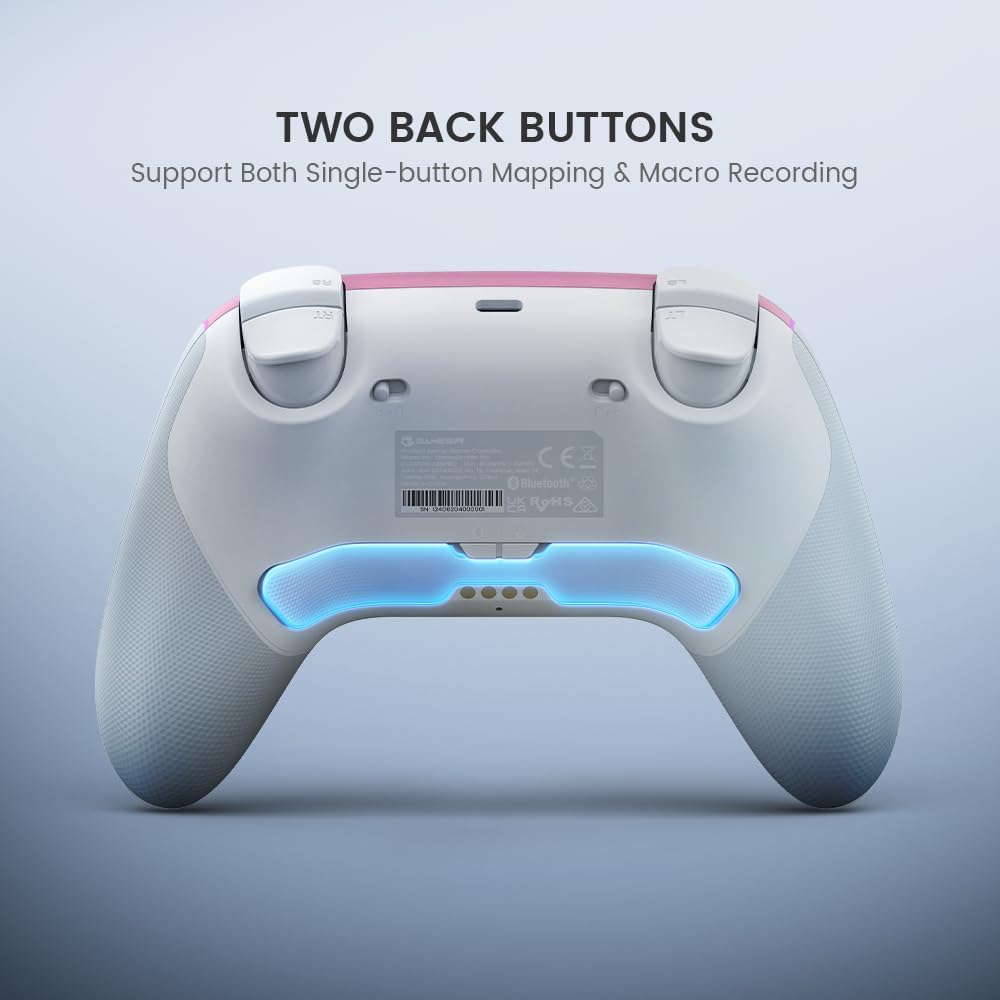Wireless Bluetooth Game Controller for PC Switch Mobile, Hall Effect Joystick Gaming Gamepad with RGB Lighting, Programmable Buttons, Vibration Feedback, Detachable Faceplate, Charging Dock