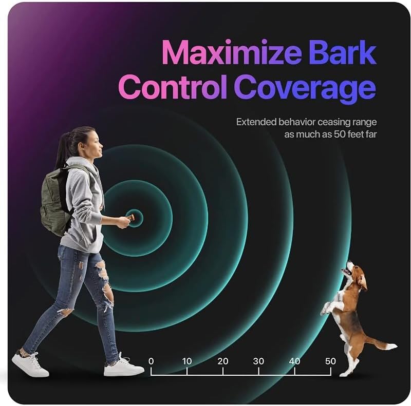 Ultrasonic Dog Repeller, Rechargeable Anti Barking Trainer with LED Flashlight : High-Frequency Pet Deterrent Device | Outdoor/Indoor Dog Behavior Control for Pet Owners (Orange)