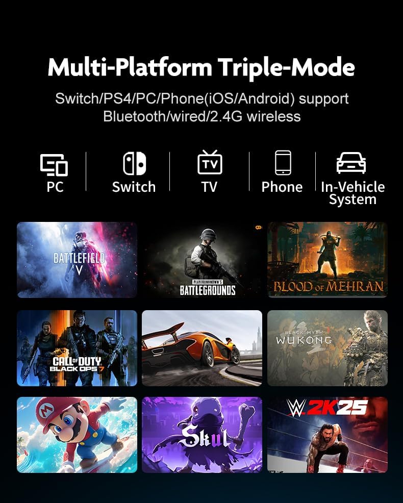 Wireless Gaming Controller with Interactive Screen, Hall Effect Joystick & Triggers, 4 Programmable Back Buttons, 6-Axis Gyro, Turbo, RGB Lighting, Dual Vibration, 1200mAh Battery