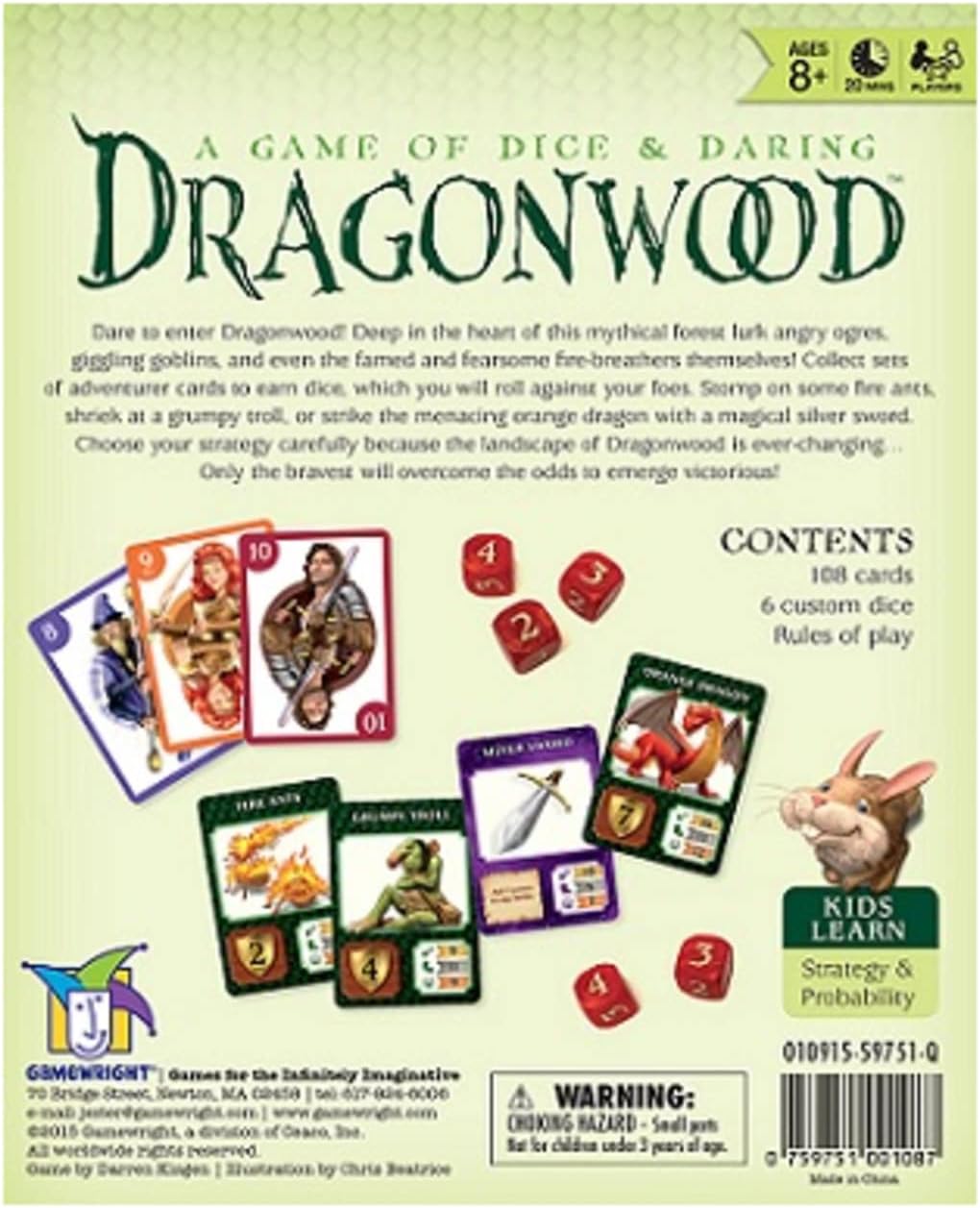 Gamewright CSG-DRAGONW Dragonwood Card Game, Multi-Colored, 5"