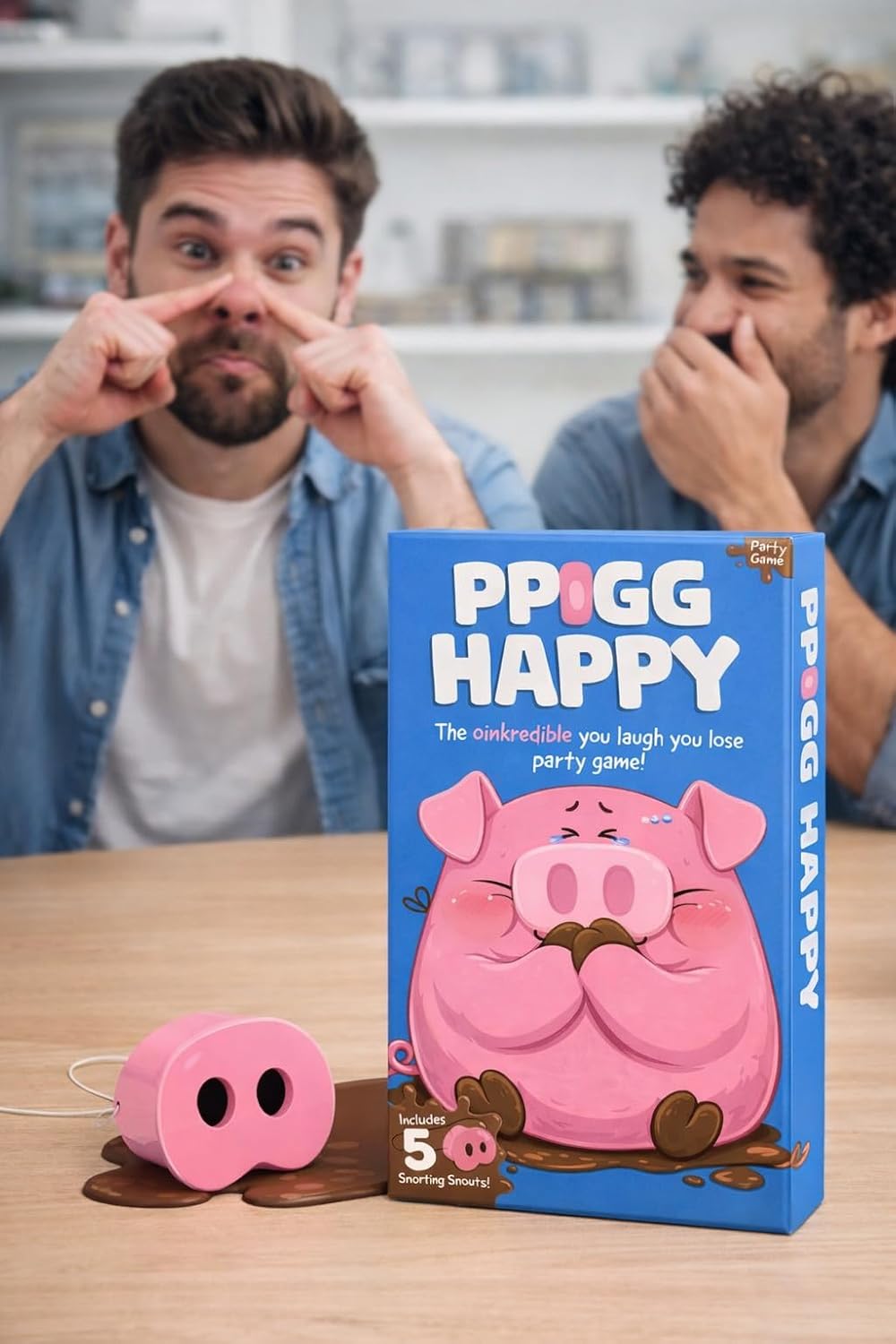 Party Game – Funny Pig Snorting Game for Adults & Teens, Laugh-You-Lose Tabletop Game with Pig Nose Props, Ideal for Parties, Family Game Night & Gatherings