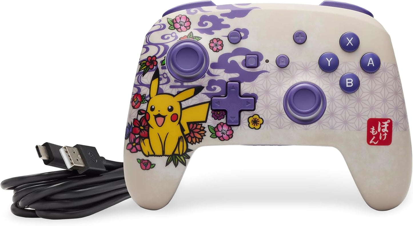 PowerA Enhanced Wireless Controller for Nintendo Switch, Switch Lite & OLED Model, Rechargeable Bluetooth Gamepad with up to 30 Hours of Play Time, Official: Pokémon Blossom
