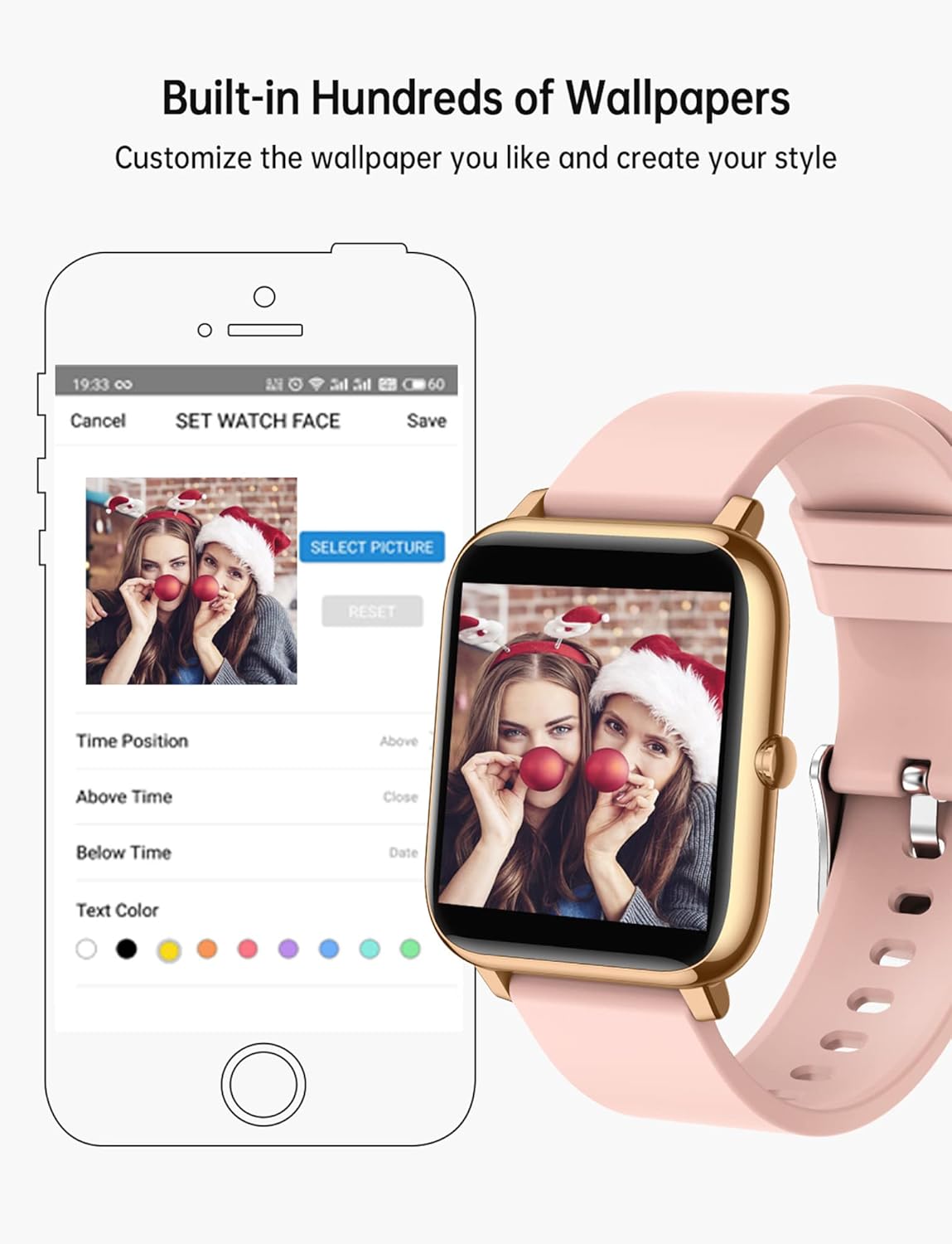 Smart Watch for Women Men, Popglory Smartwatch with Blood Pressure, Blood Oxygen, Sleep Monitor, Fitness Tracker with Heart Rate Tracking/Pedometer/Calories, Full Touch Fitness Watch for Android iOS
