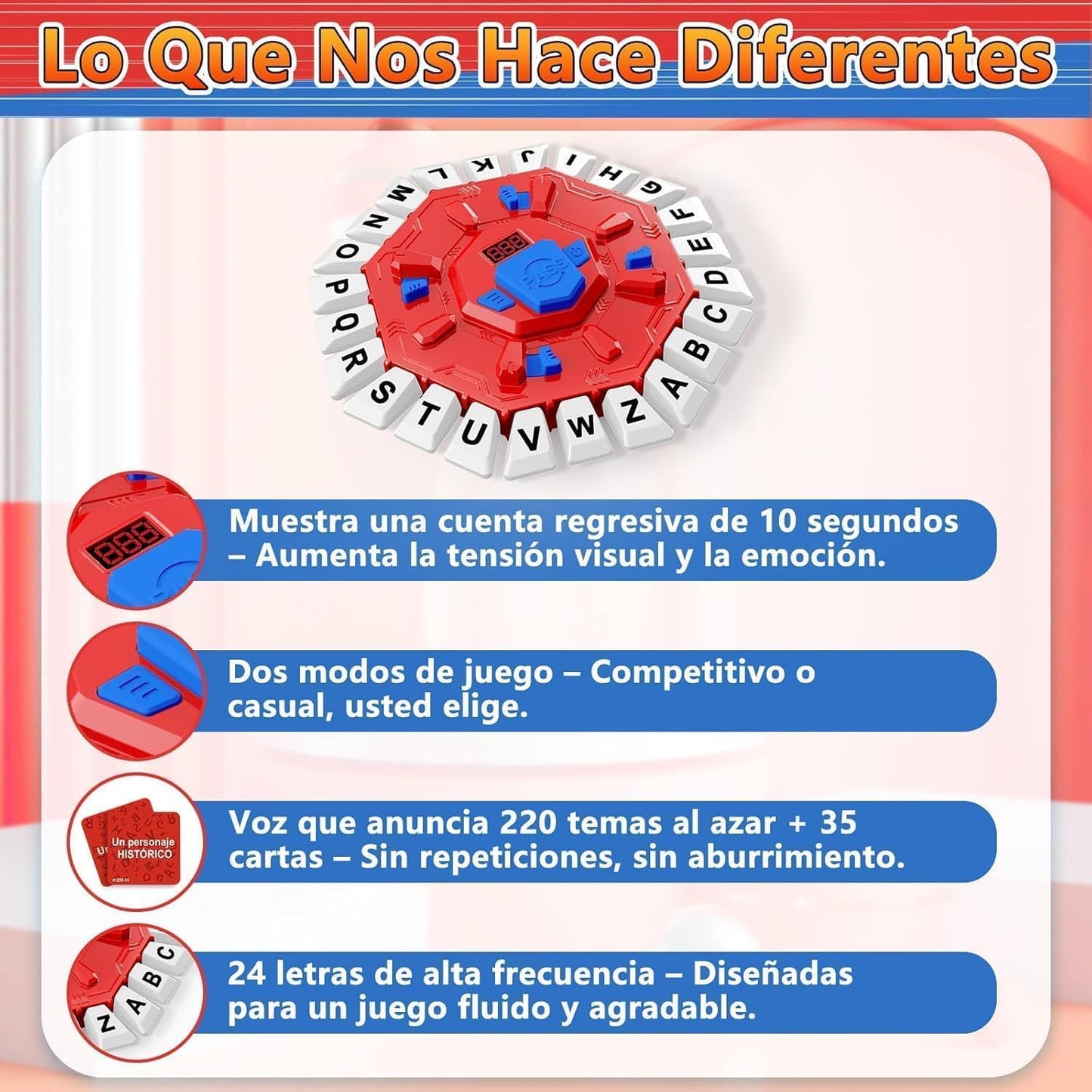 Tapple Board Game with Digital Display, Educational Family Word Game with 35 Double-Sided Cards & Timer, 2 Play Modes for early-stage & Adults, Spanish Learning Game for Parties & Family Nights