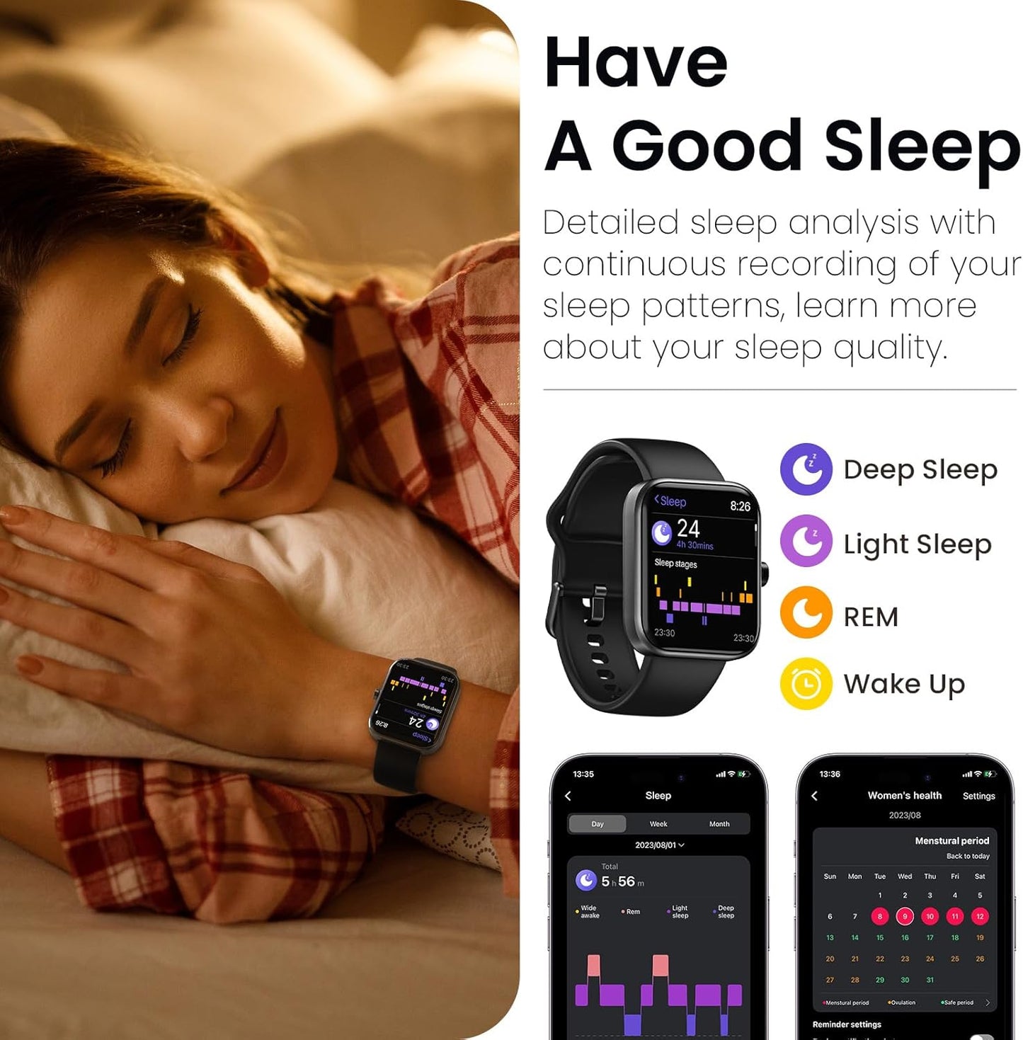 TOZO 44mm Rectangular Face Smart Watch Alexa Built-in Fitness Tracker with Heart Rate/Blood Oxygen Monitor/Sleep Monitor 5ATM Waterproof HD Touchscreen for Men Women Compatible with iPhone&Android