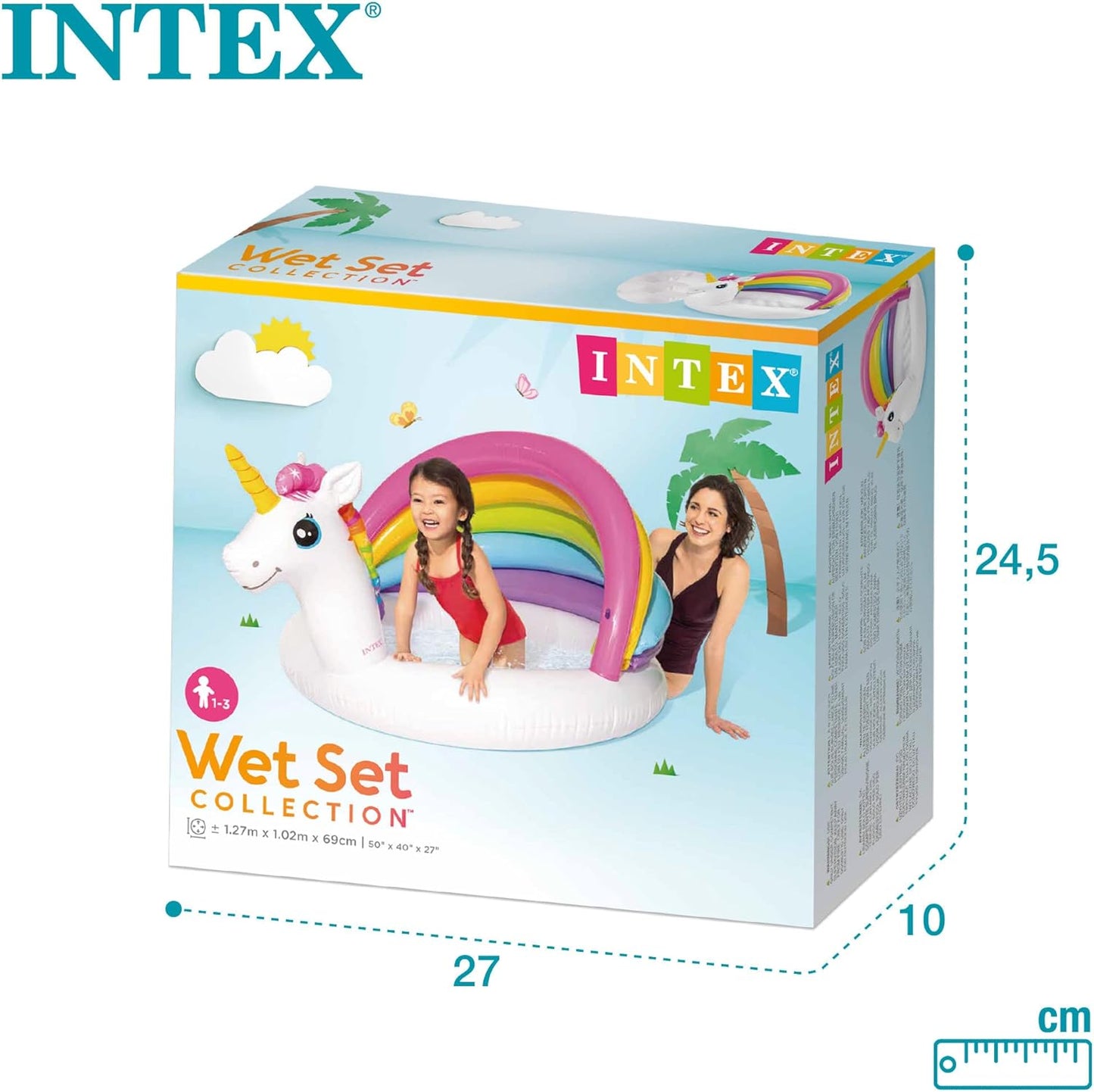 INTEX 57113NP - Unicorn Baby Pool, Ages 1-3, Size 1.27mx1.02mx69cm
