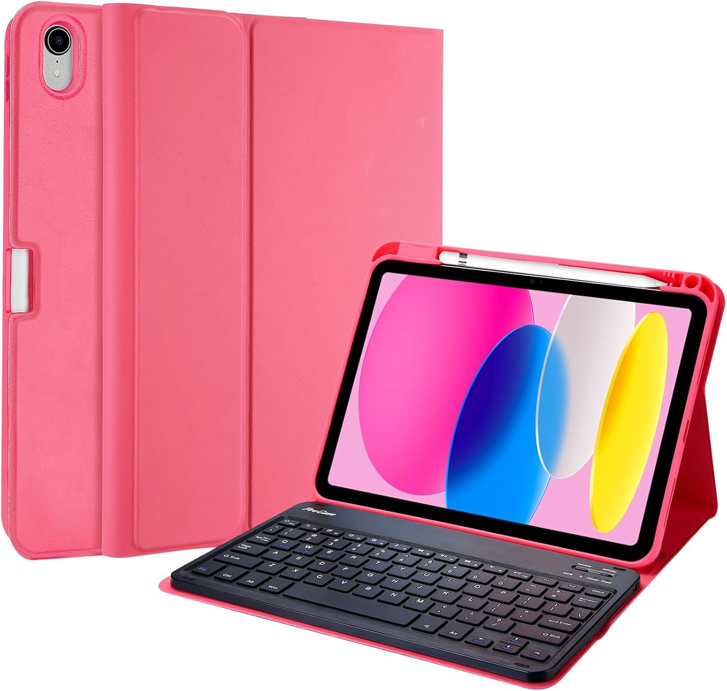 ProCase for iPad 11th (A16) 11-inch 2025 / 10th Generation Case with Keyboard 10.9 inch 2022, PU Leather Case with Detachable Wireless Keyboard -Black
