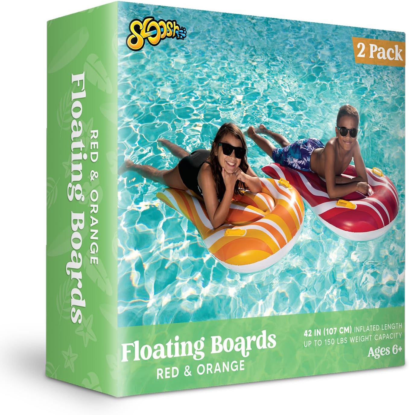 Inflatable Boogie Boards for Kids Swimming Pool Floating Toys, Learn to Swim Water Boards Pack of 2