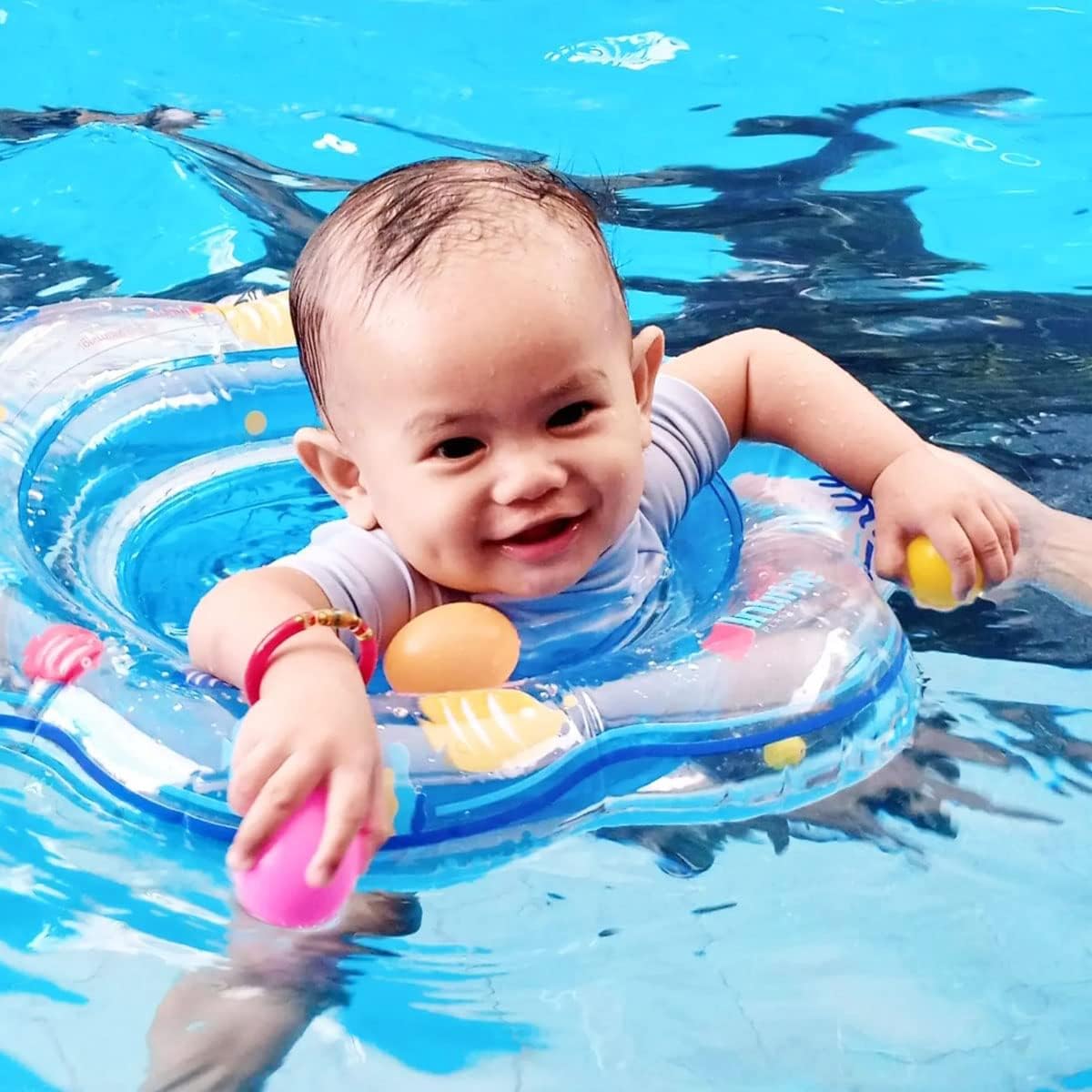 Baby Pool Floats, Inflatable Float Raft with Handle Safety Seat Double Airbag, Kids Swimming Ring Water Beach Floaties Party Toys, Toddler Swim Training for Infant of 4-48 Months