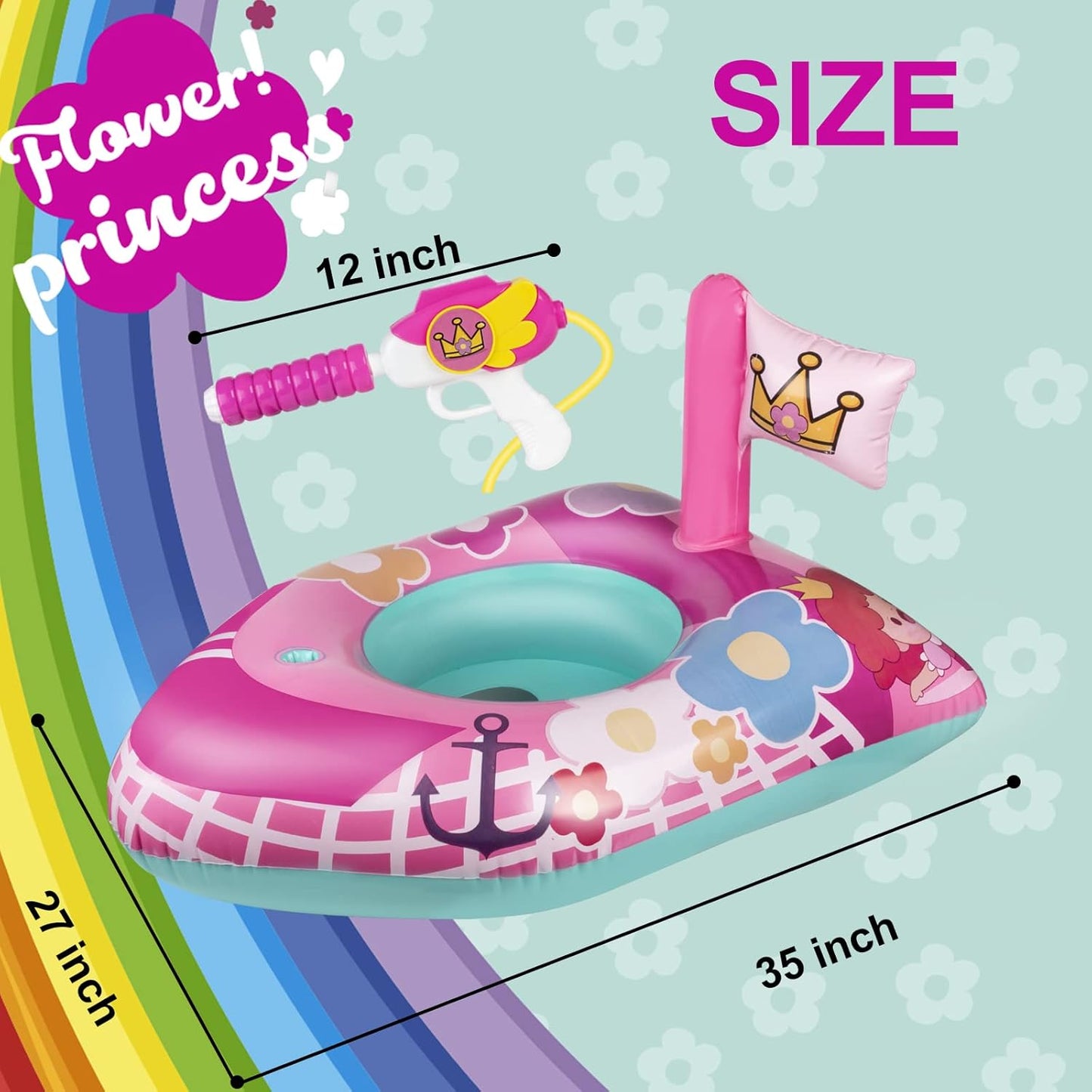 10Leccion Kids Pool Toys, Toddlers Pool Floats with Water Gun, Kids Floats for Swimming Pool, Swim Floaties for Children Ages 3-8