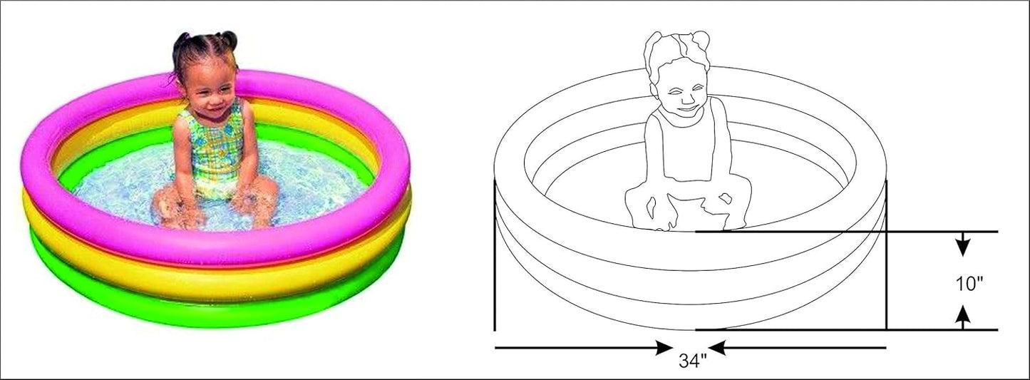 INTEX 57107NP - Sunset Glow Baby Pool, 3-Ring W/ Infl. Floor, Ages 1-3, Size 61cmx22cm