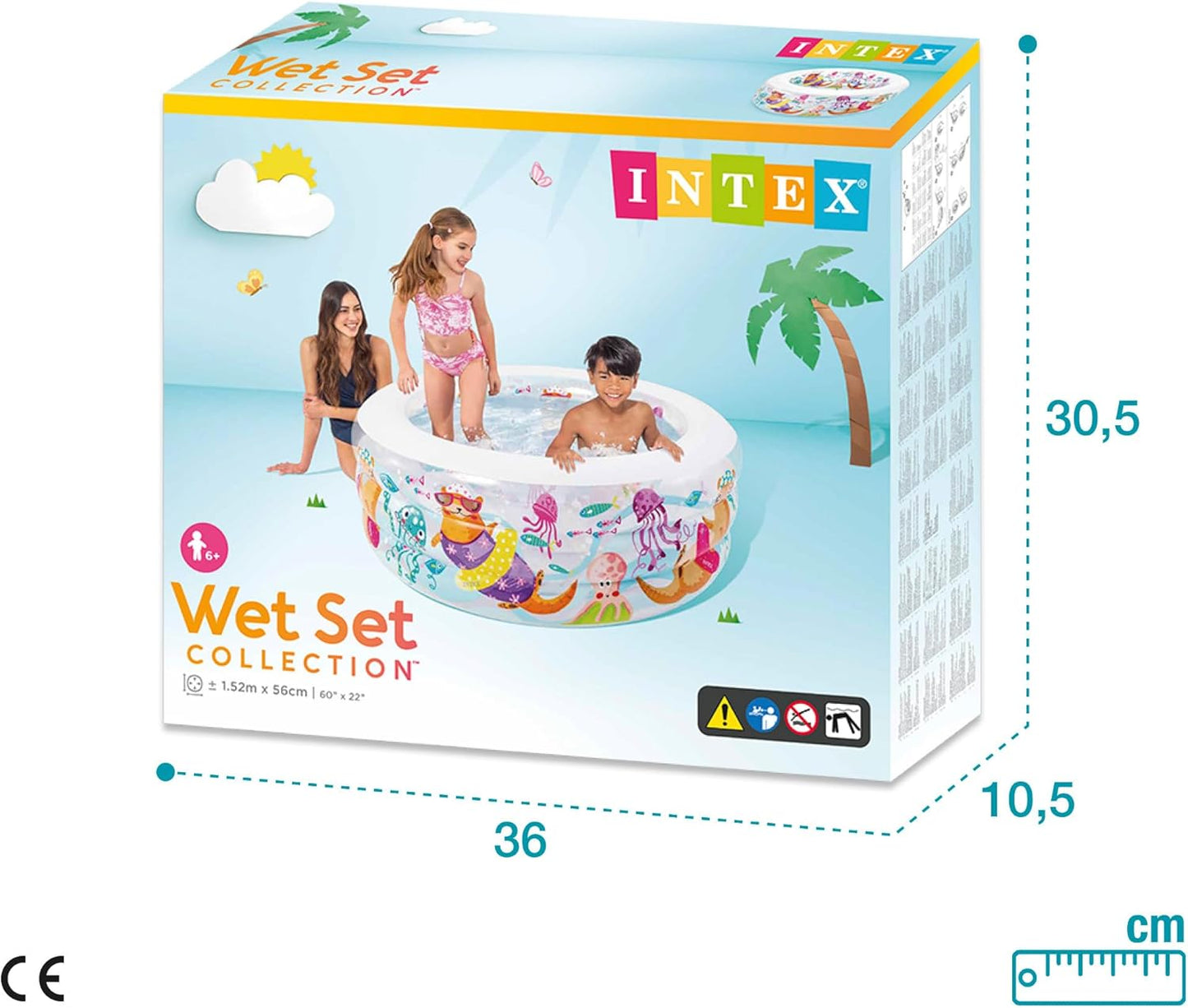 INTEX 58480NP - Fishy Fun Pool, W/ Infl. Floor, Ages 6+, Size 1.52mx56cm