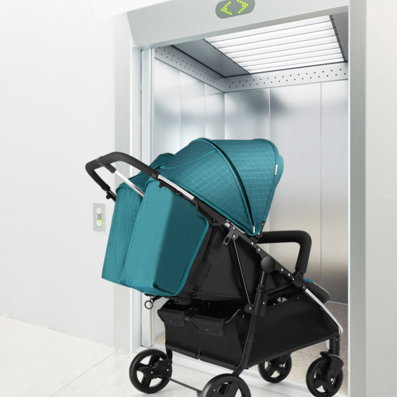DUO-LUX Double Stroller by Baby360 – Compact Twin Pram with Reclining Seats & Sun Canopy