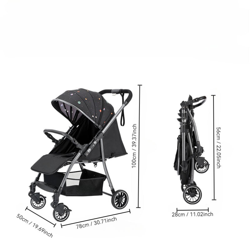 Baby360 FLOW Lightweight Baby Stroller – Foldable, Reversible Seat, Sun Canopy (Newborn to Toddler)
