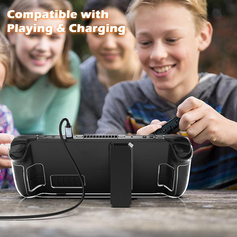Steam Deck Crystal Clear Case with Stand - Ultra Transparent PC Shell | Scratch-Resistant Protection | 13.2" x 4.9" x 1.7" (335x124x43mm) | Fits All Steam Deck Models