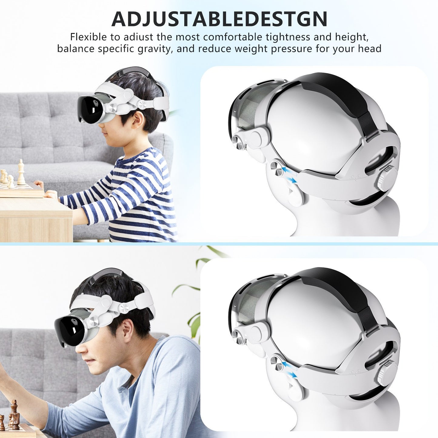 Apple Vision Pro Replacement Head Strap | Gravity Balance Pressure Relief Headband | Adjustable Comfort Padding | Premium VR Accessory for Extended Wear