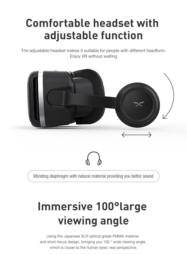 SHINECON G04E/A VR Headset 6th Generation - 3D Virtual Reality Glasses with Headphones & Game Controller for Smartphones | Compatible with iOS Android | 100° FOV | Immersive Mobile VR Gaming & Video Experience