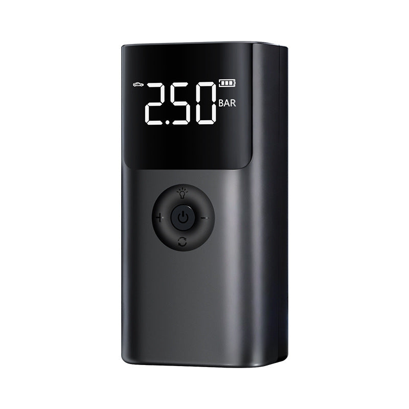 Portable tyre inflator and starter set (petrol/diesel dual fuel) - USB rechargeable, LED light, digital display, clamps, hoses and accessories for cars, motorbikes, bicycles