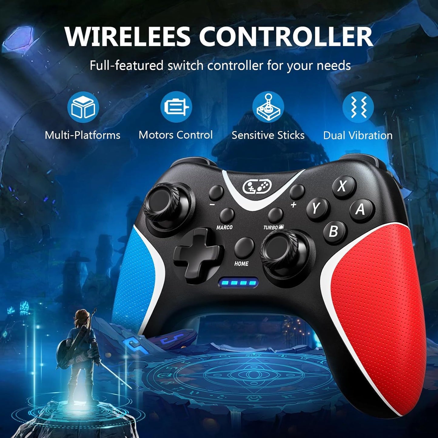 Switch Pro Wireless Controller with Programmable Back Buttons | Bluetooth Gamepad for Nintendo Switch/PC | Turbo/Motion Controls | HD Vibration | 5.7" x 4.7" x 2.4" (14.5x12x6cm)