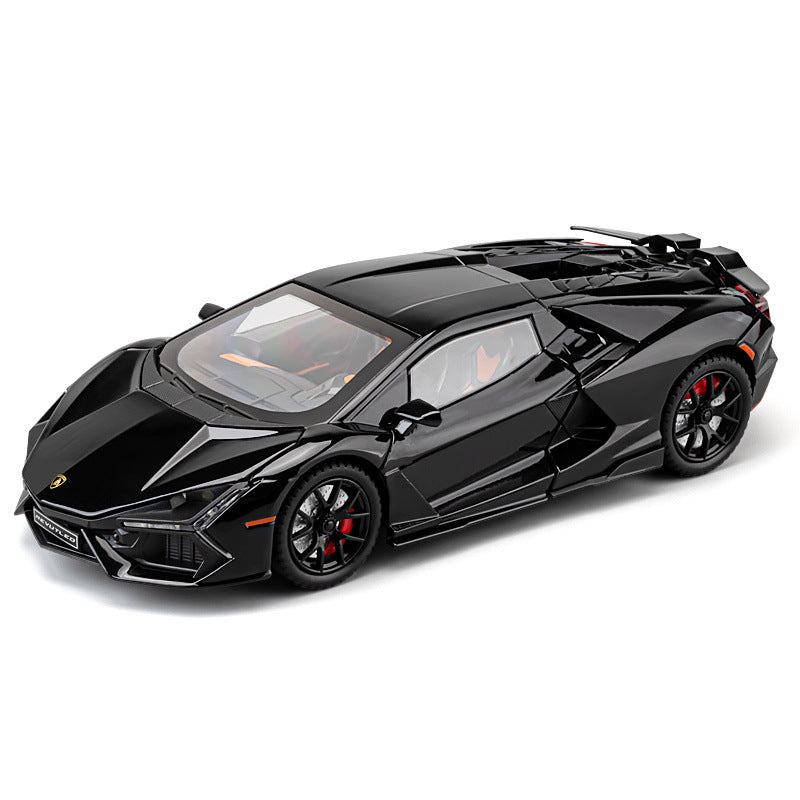 Lamborghini Revuelto 1:24 Scale Die-Cast Alloy Car Model – Pull-Back & Open Doors, Sound & Light, Shock Absorption & Steering, Collectible Supercar Toy for Kids & Adults