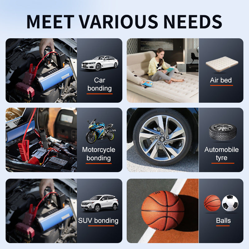 TS03 Series Car Jump Starter & Air Compressor 2-in-1 | 10000mAh Wireless Portable Power Bank | Digital Tyre Inflator 150PSI | LED Emergency Light | for Cars, Utes, SUVs (12.6" Hose)