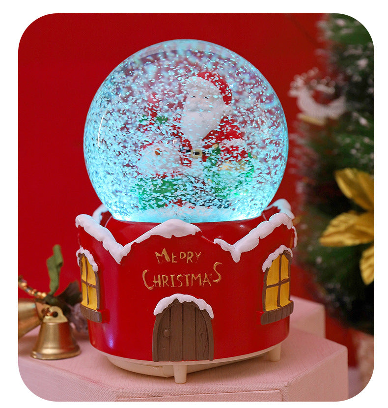 Santa Claus Light-Up Crystal Ball - Automatic Snowfall - Creative Christmas Gift for Classmates - Music Box Desktop Ornament