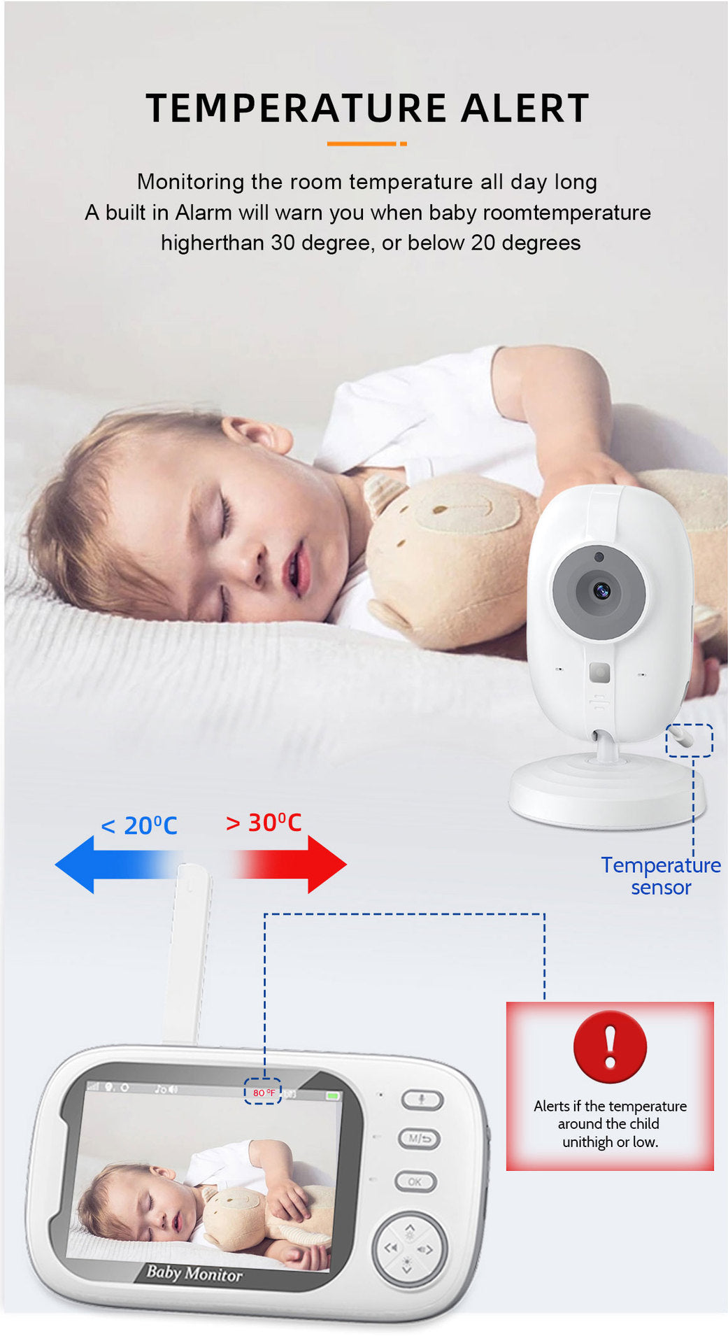 Baby360 3.5-Inch Baby Monitor – Night Vision, Two-Way Audio, Long Range