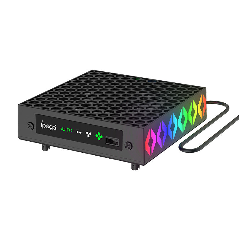Xbox Series X Cooling Fan with RGB Lights & Headset Stand - Temperature Control Cooling System with Headphone Mount Holder | Vertical Console Stand with LED Lighting | Xbox Accessories