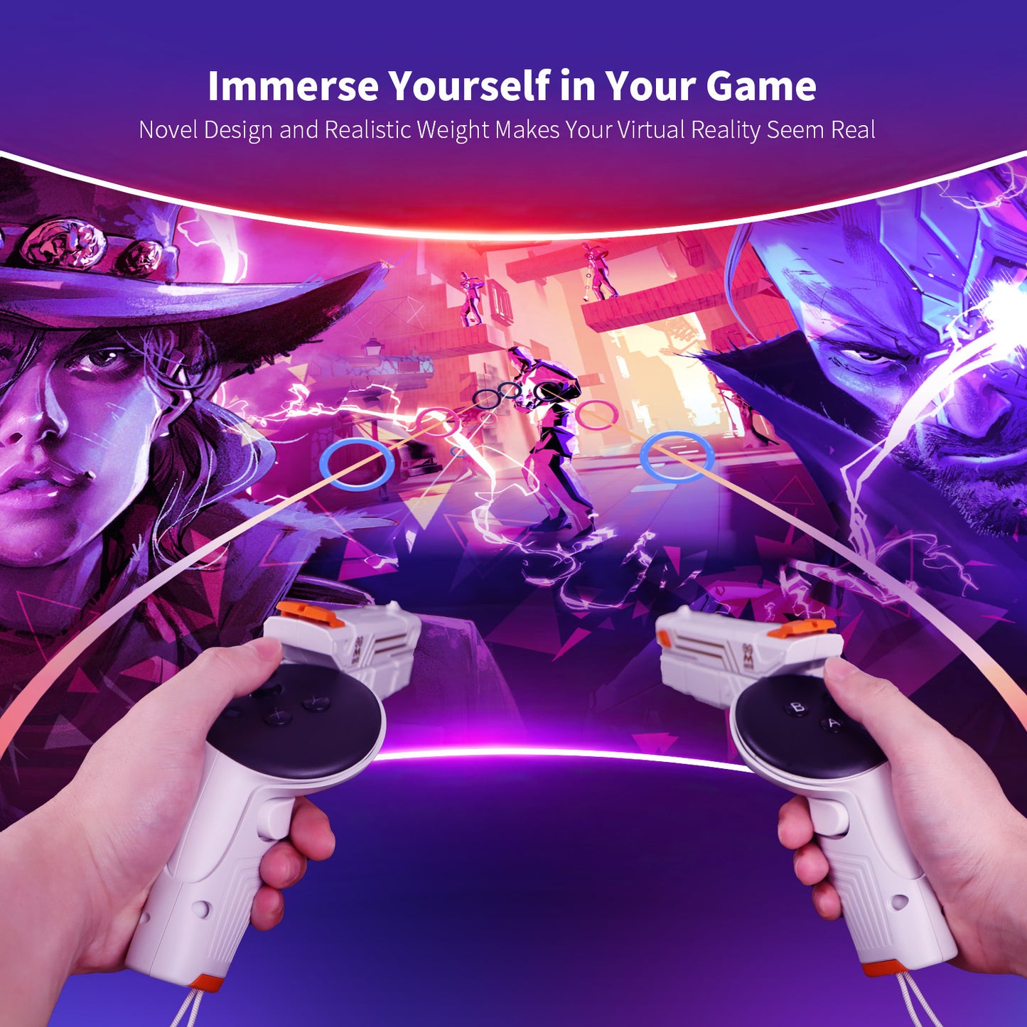 Meta Quest 3 VR Gun Grips – Dual Pistol Controller Attachments for Realistic Shooting Games – Enhanced Grip & Immersion for Oculus Quest 3 – ABS Plastic (Set of 2)