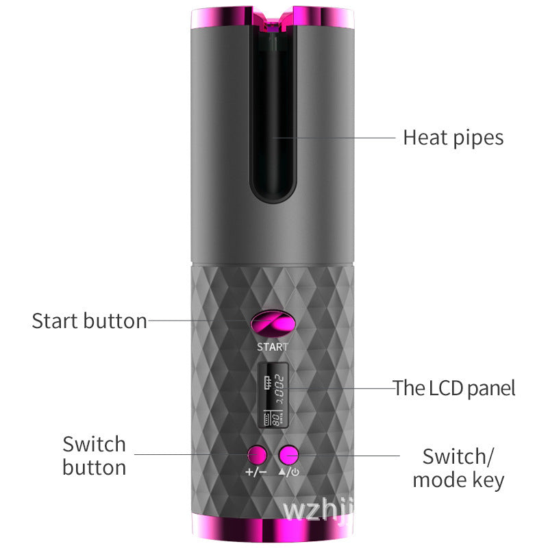 Portable USB Charging Automatic Curler with Wireless LCD Display - Multifunctional and Intelligent Hair Styling Tool