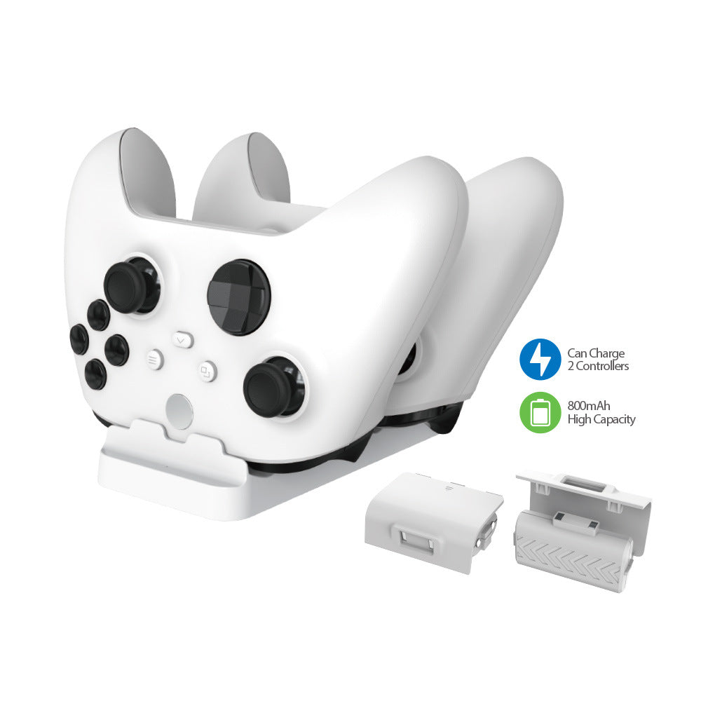 "Xbox Series X/S & One Controller Dual Charging Station | Fast Wireless Charger Dock for Xbox One/X/S Controllers | Includes 2 Rechargeable Batteries | 5.7×1.6×5.3in Slim Design | USB Powered (Black)"