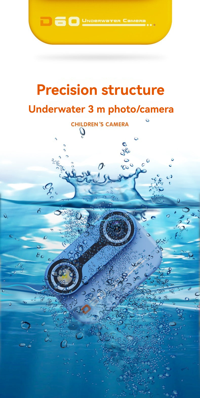 "D60 Waterproof Kids Camera – 3m Underwater Digital Camera for Children, Shockproof & Portable Mini Action Camera for Swimming, Snorkeling, Beach, Pool – Includes 32GB Memory Card, Fun Filters, Games (3.74 x 1.34 x 2.58 inches)"