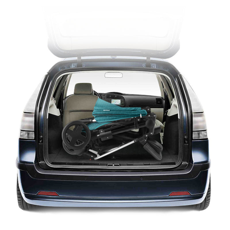 Double Stroller by – Compact Twin Pram with Reclining Seats & Sun Canopy