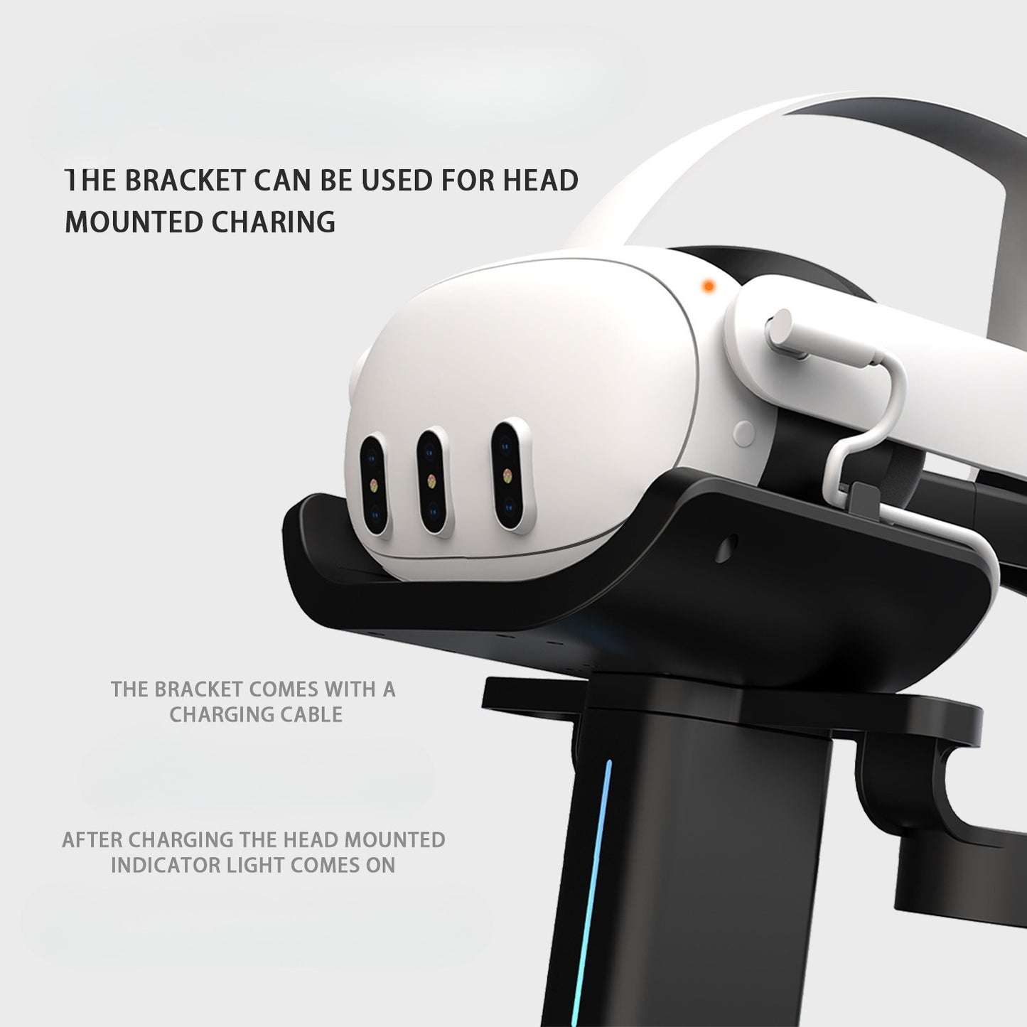 VR Charging Dock Stand Compatible with Quest 3/3S & Vision Pro, RGB Light Desktop Storage Holder with Controller Organizer VR Accessories