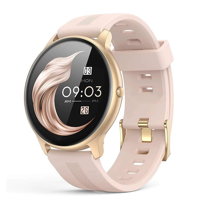 AGPTEK Smart Watch for Women, 5ATM Waterproof Smartwatch for Android and iOS Phones, Fitness Tracker Watch with 100+ Sports Modes, Heart Rate Monitor Pedometer Sleep Monitor, Pink