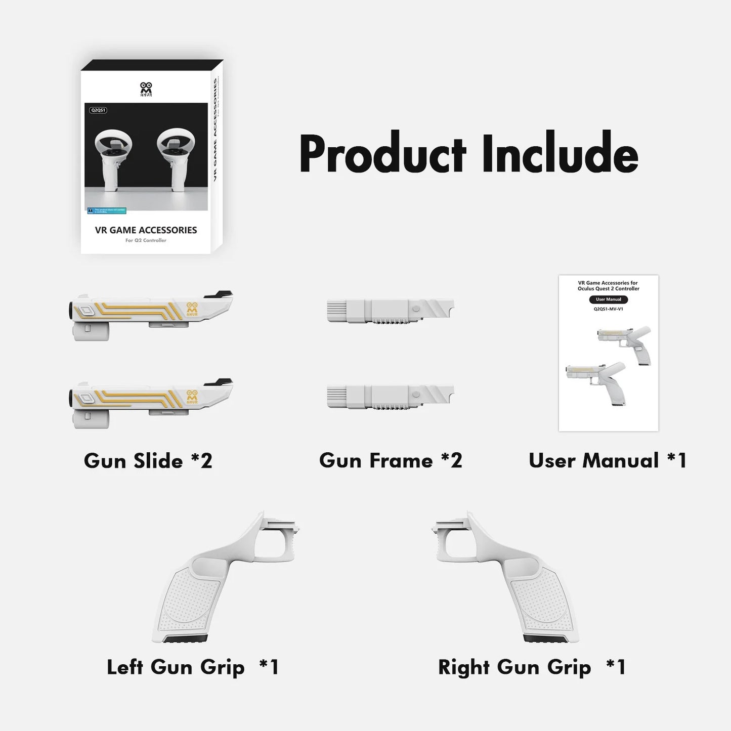 Suitable for Meta Quest 2 VR Grip Gun Stock Cover Enhance VR gaming experience quest2 grip accessories