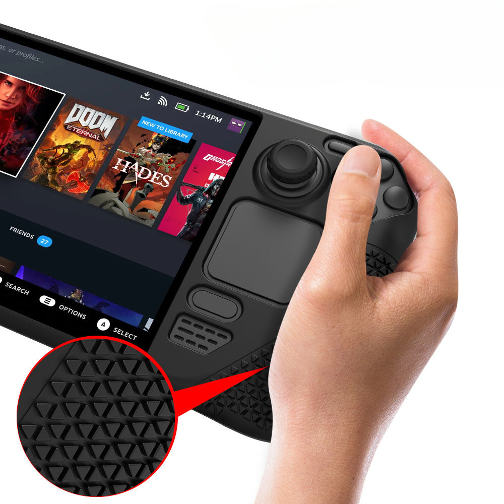 Steam Deck OLED Silicone Case with Button Caps | Protective Cover for Steam Deck & OLED Model | Shockproof & Anti-Slip Grip | 11.8" x 4.7" x 1.6" (300x120x40mm)