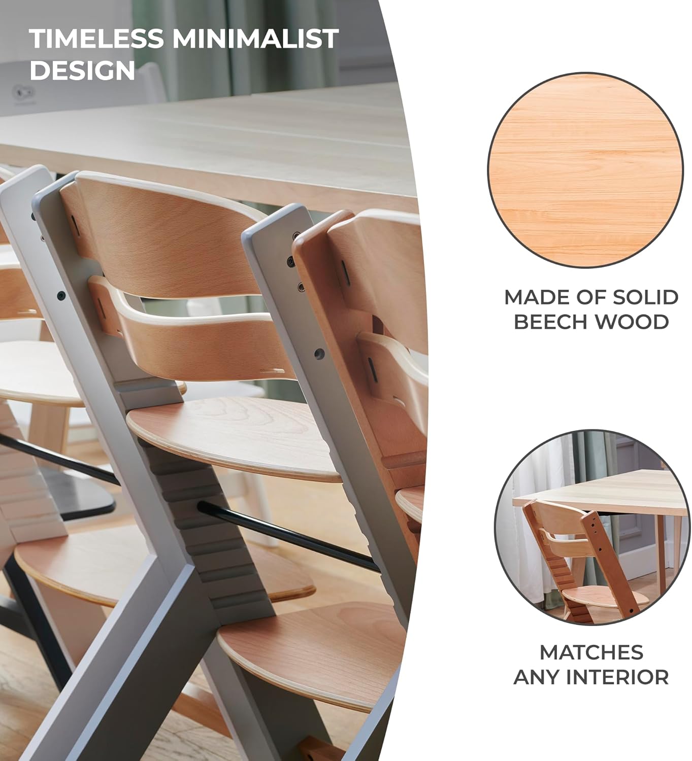 Baby360 GRO 3-in-1 Wooden Highchair – Adjustable Baby to Big Kid Chair (6 Months to 10 Years)