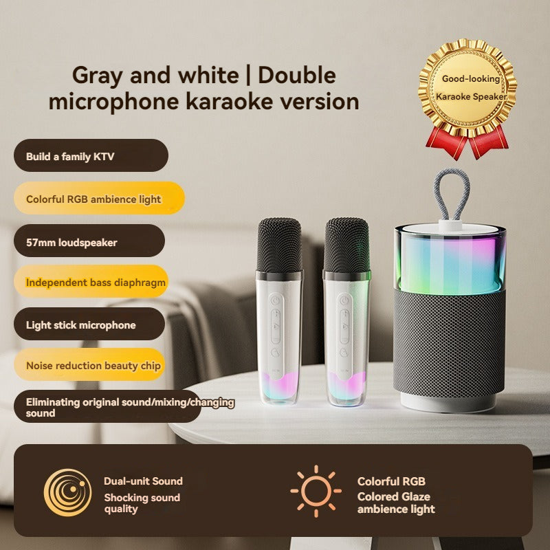 Wireless Bluetooth Speaker with Subwoofer, LED Lights, Mic & Karaoke – Long Battery Life, High-Quality Sound