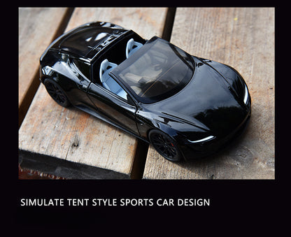 Tesla Roadster 1:24 Scale Die-Cast Alloy Car Model – Pull-Back & Sound/Light Effects, Music Playback, Collectible Electric Supercar Toy for Kids & Adults