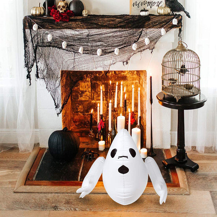 Inflatable Halloween Ghost Toy | PVC White Ghost & Cartoon Pumpkin Skeleton